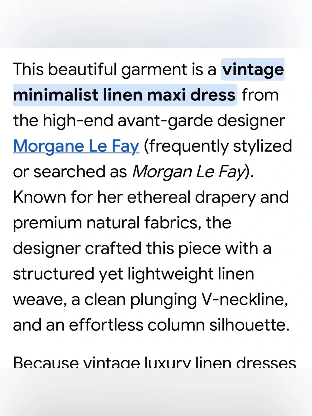 Morgan Le Faye vintage Sleeveless V-Neck linen in Neutral Beige circa 1990